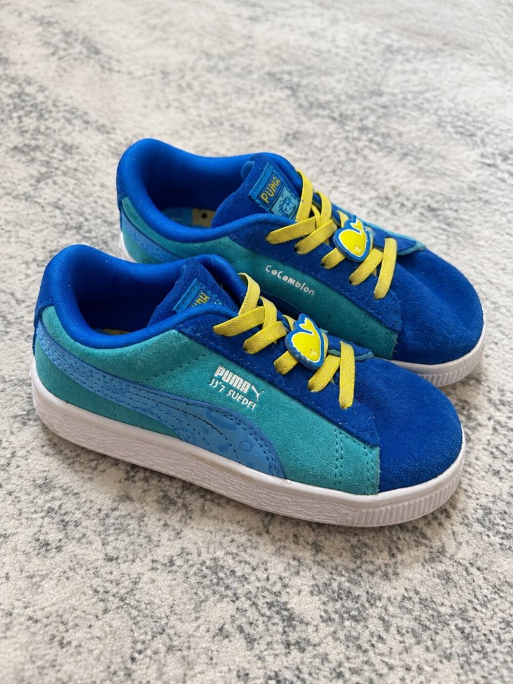 PUMA x CoComelon Kids Suede Sneakers Blue Green Yellow Lace-Up